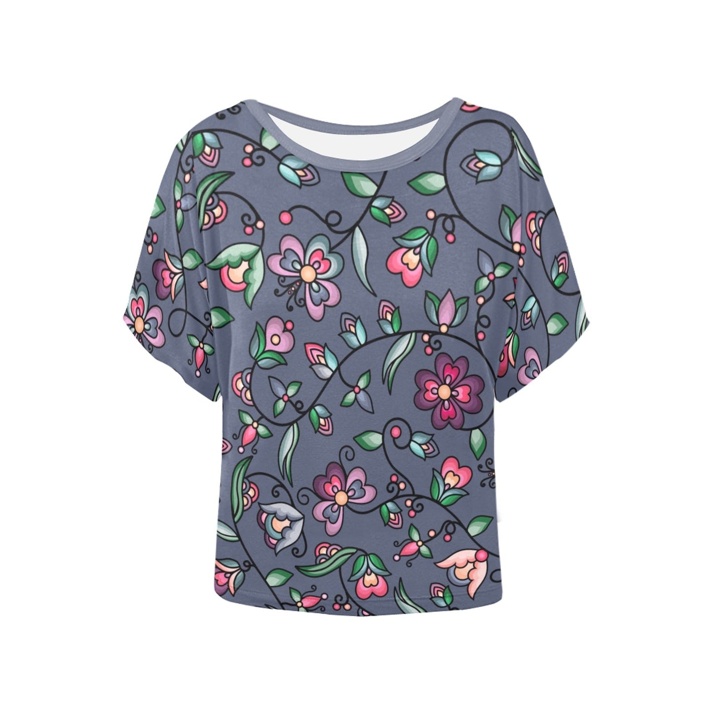 Amber Evening Garland Blue Women's Batwing-Sleeved Blouse T shirt