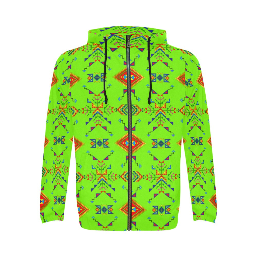 Buffalo Jump Neon Green Men's Zipper Hoodie