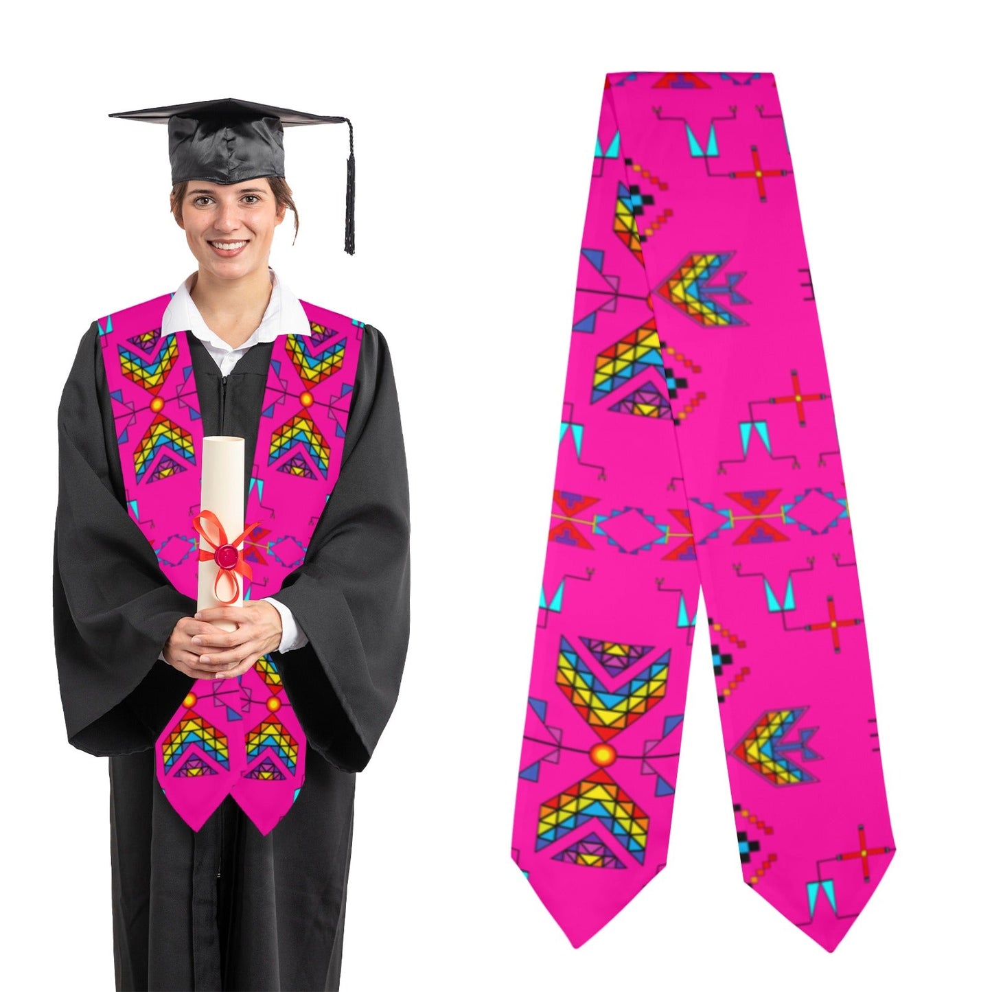 Rainy Chief Rainbow Hot Pink Graduation Stole