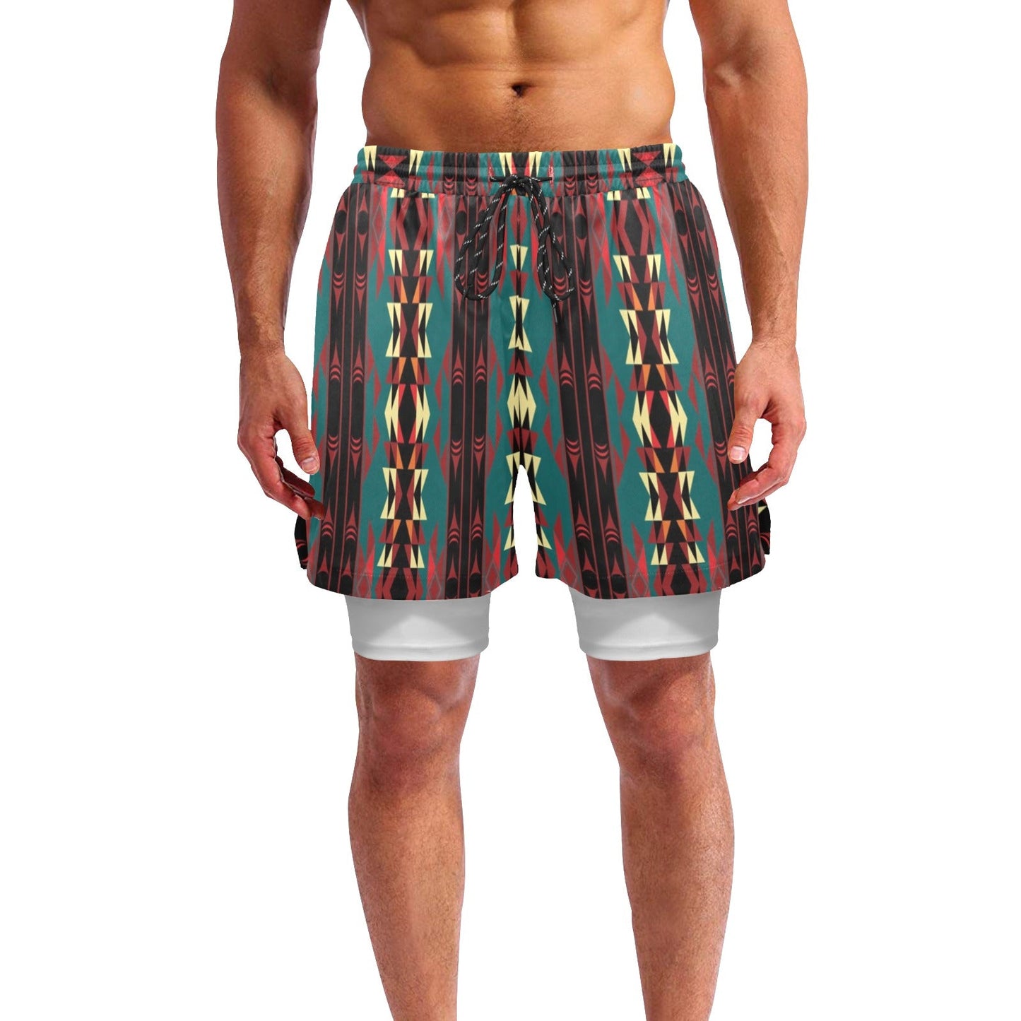 In Ones Element Teal Men's Sports Shorts with Compression Liner