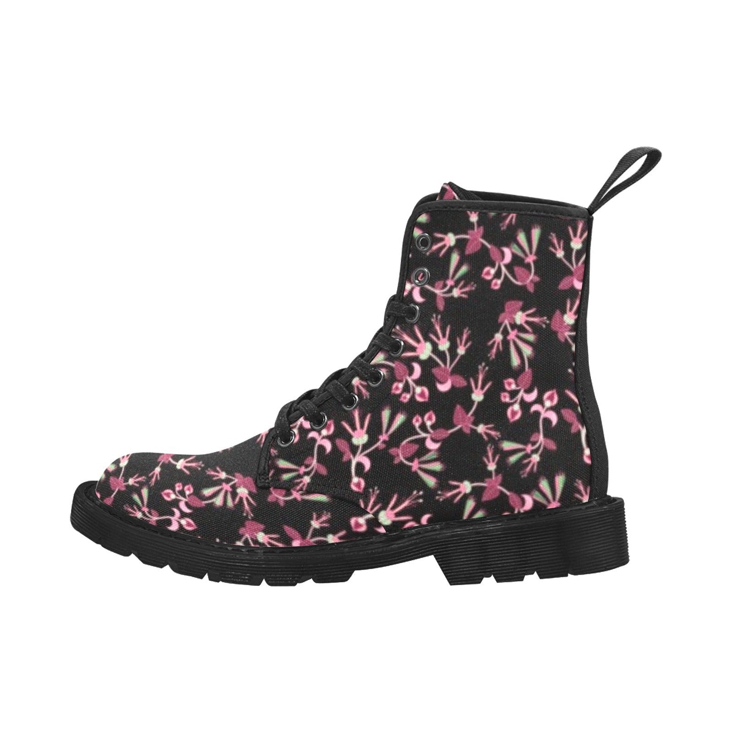 Floral Green Black Boots for Men