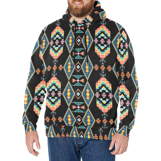 Travois Tipi Black Men's Long Sleeve Fleece Hoodie