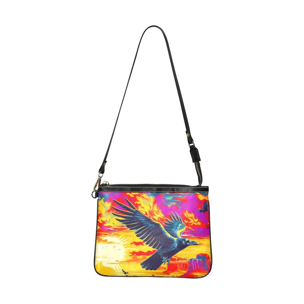 Crow Spreads His Wings Small Shoulder Bag