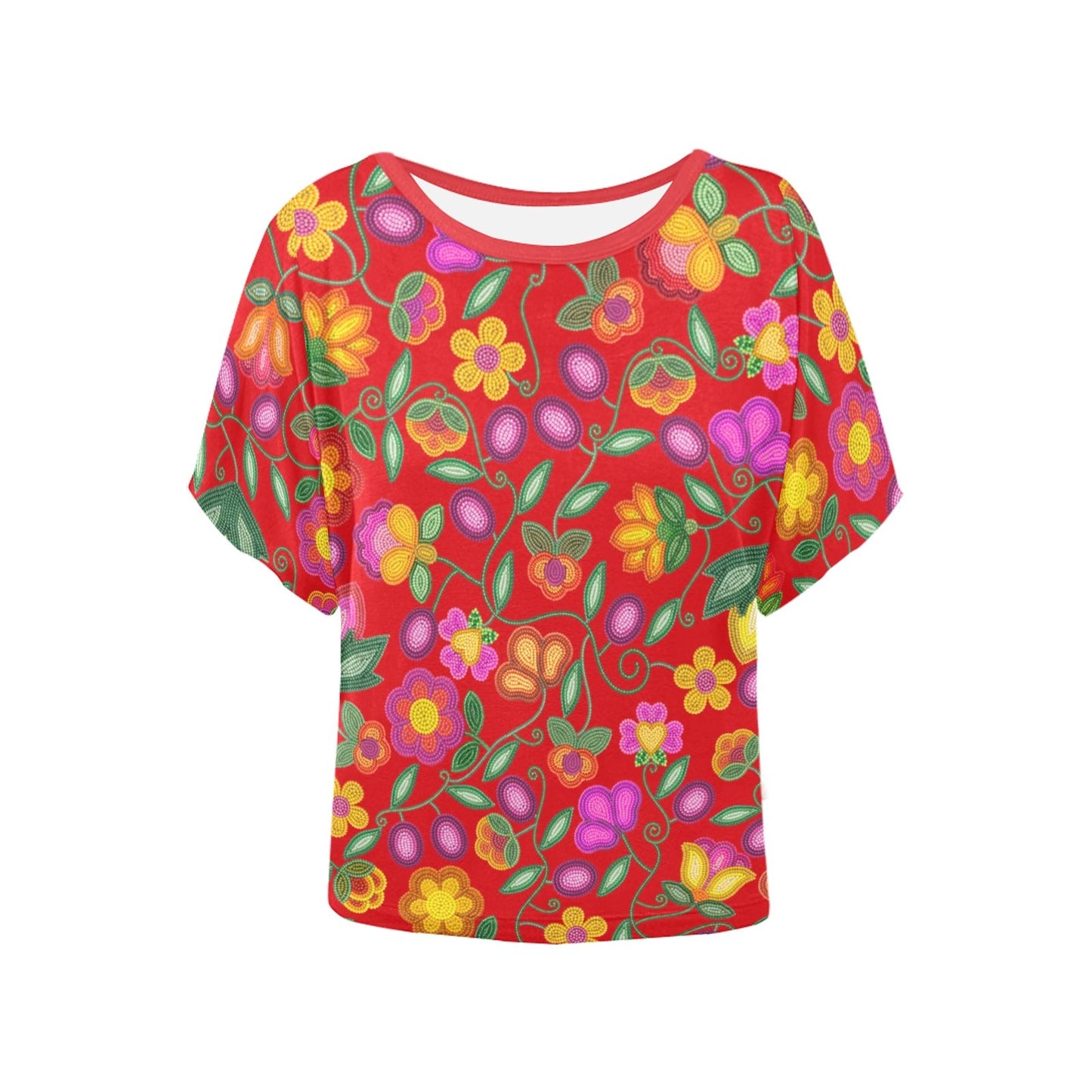 Boreal Bounty Red Batwing Blouse