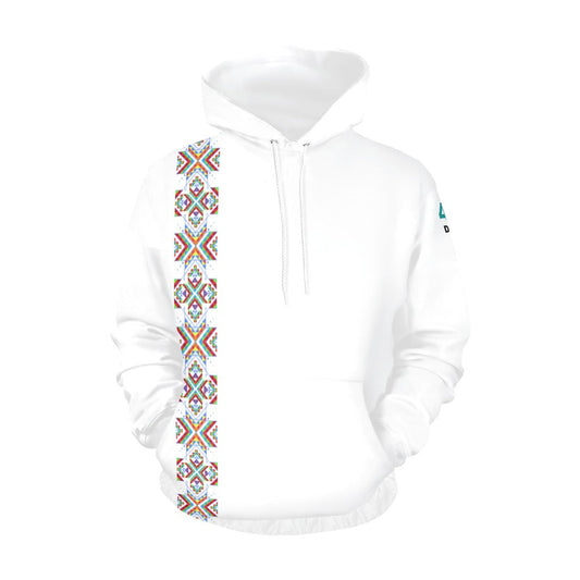 White Blanket Strip on White Hoodie for Men
