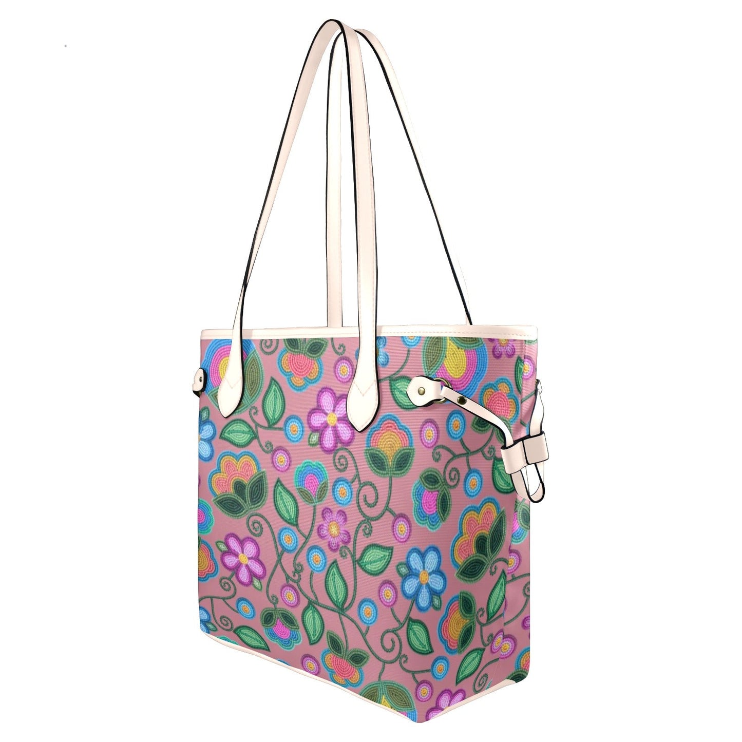 Turquoise Sunbeam Peach Clover Canvas Tote
