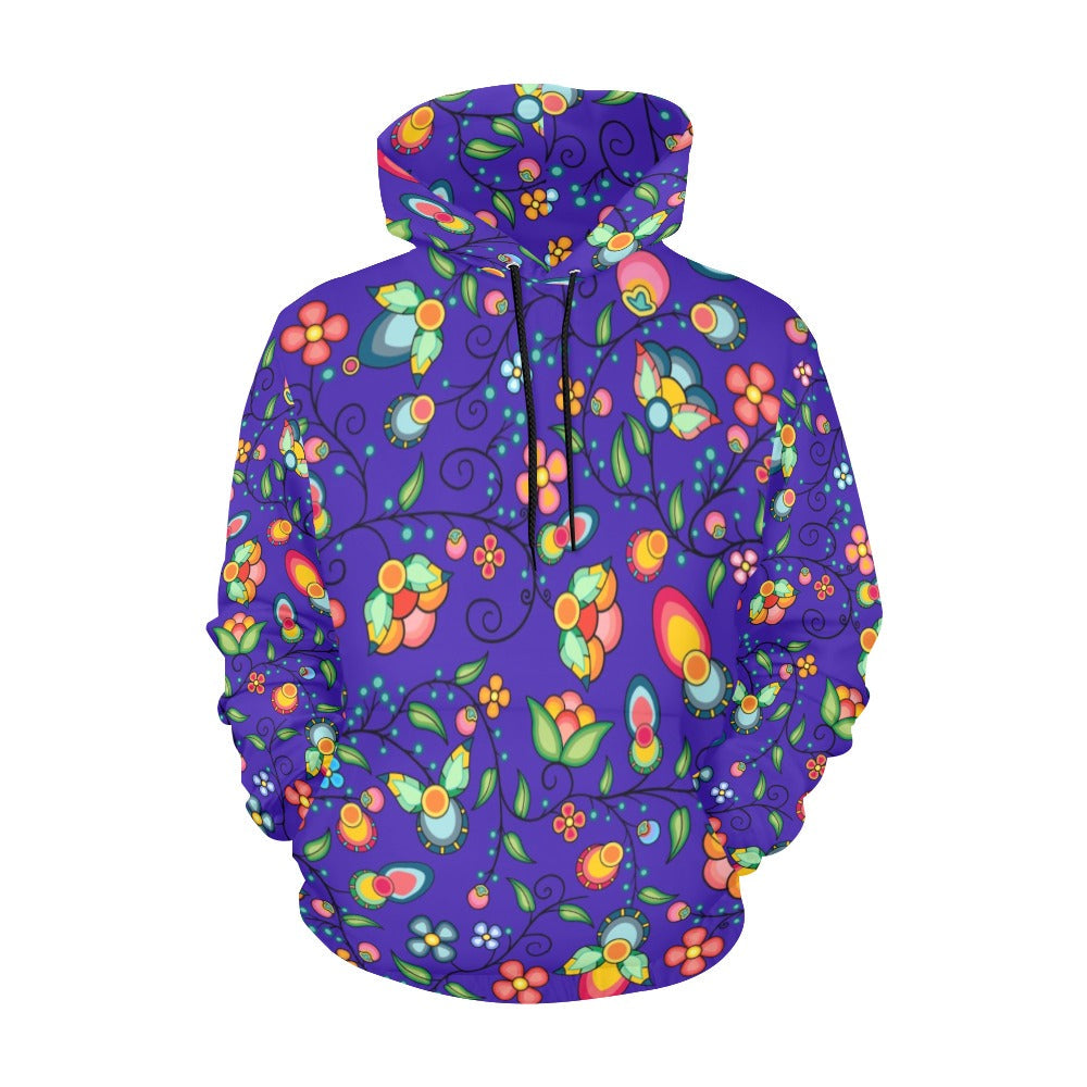 Floral Bounty Blue Hoodie for Women