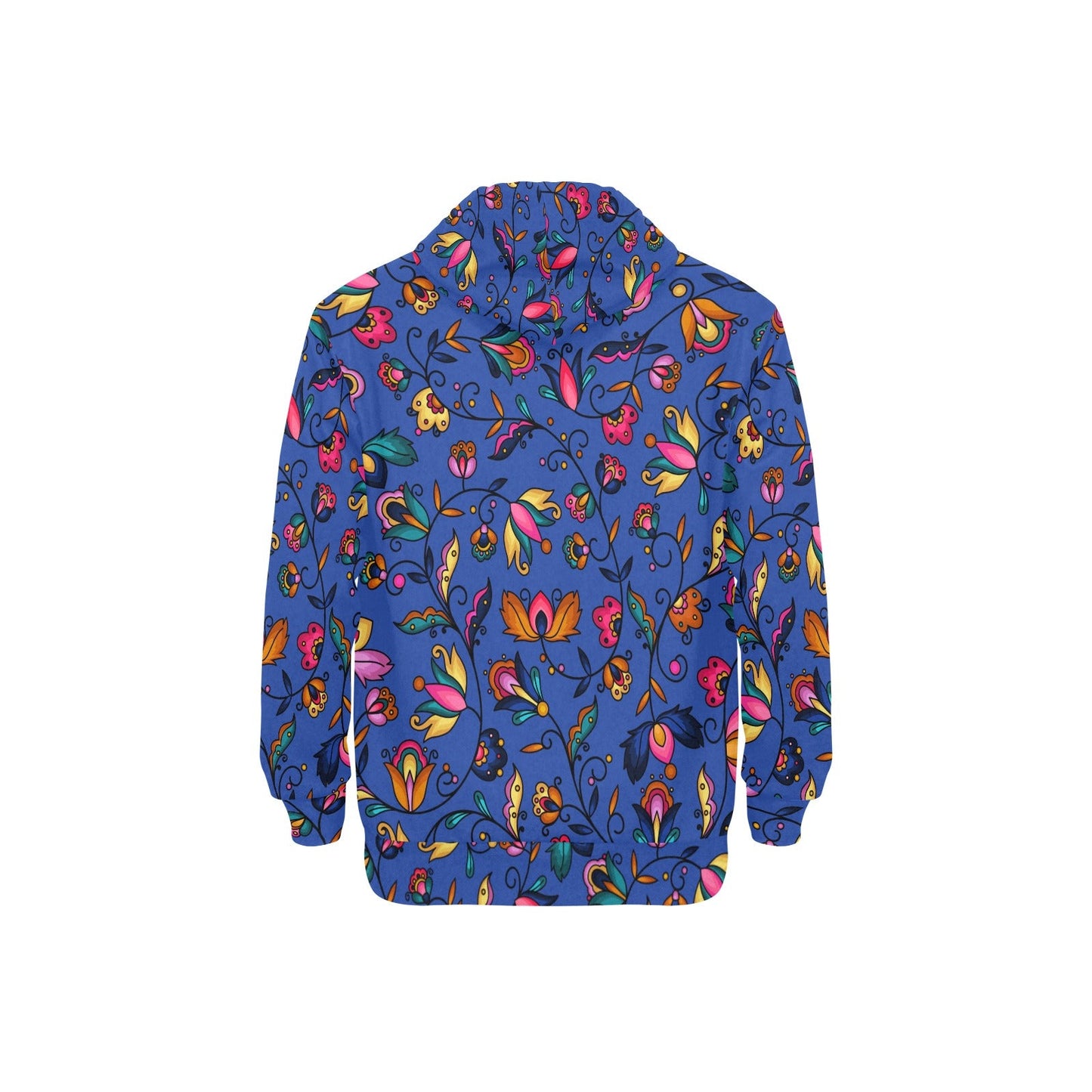Copper Prairie Petals Blue Men's Long Sleeve Fleece Hoodie