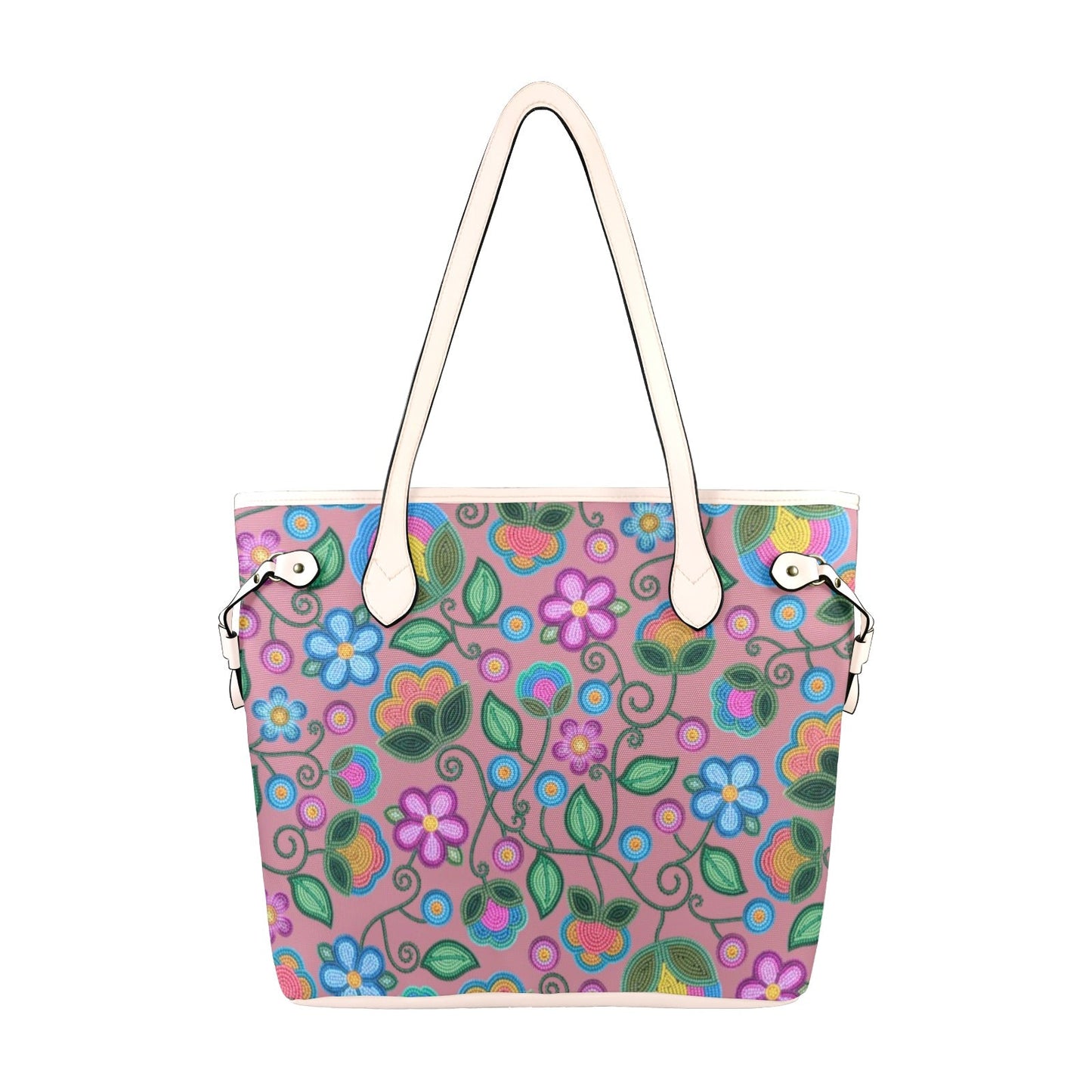 Turquoise Sunbeam Peach Clover Canvas Tote