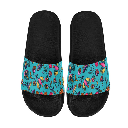 Copper Prairie Petals Turquoise Slide Sandals