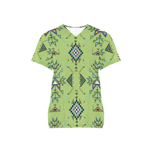 Bear Shield Green Scrub Top