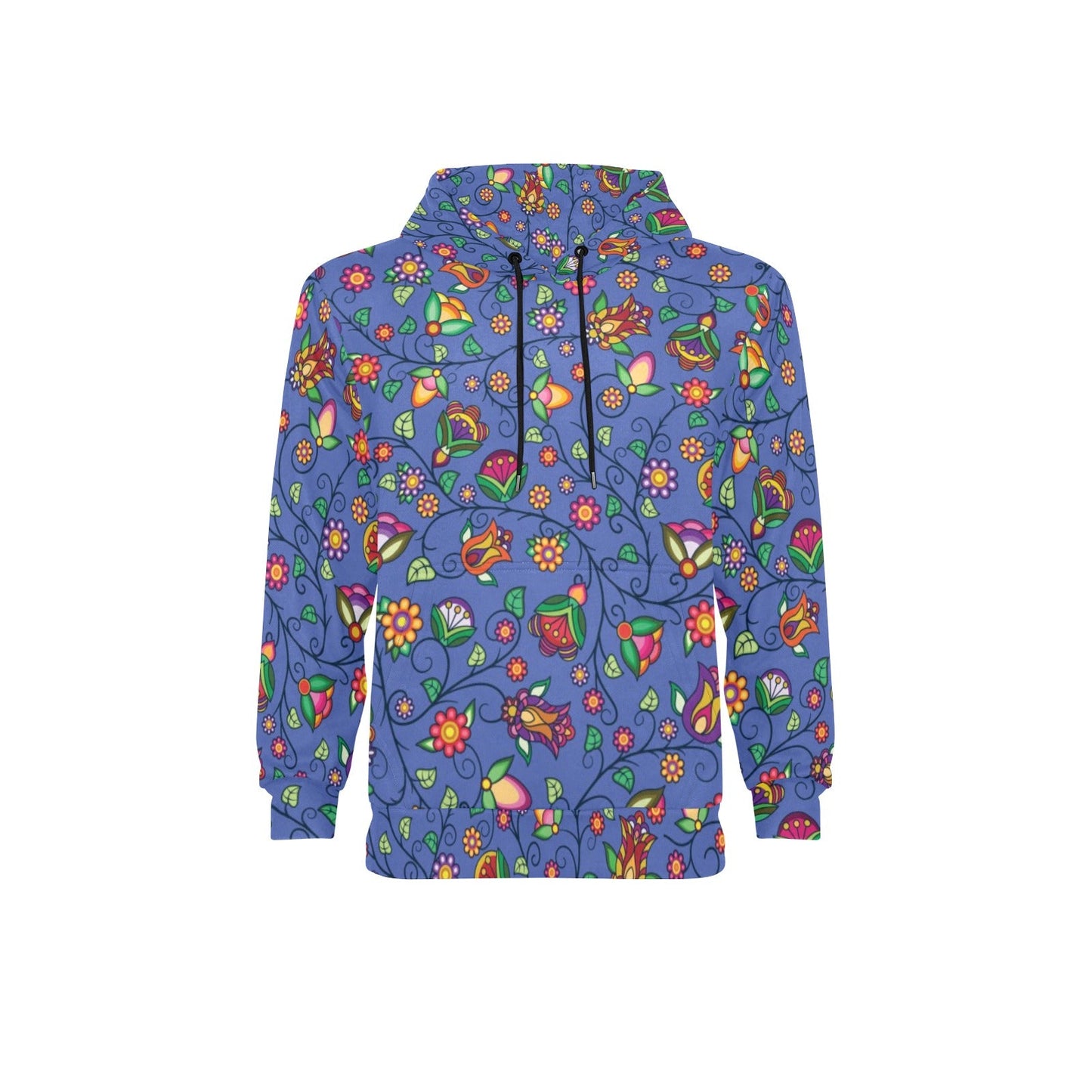 Heartbeat Petals Blue Men's Long Sleeve Fleece Hoodie