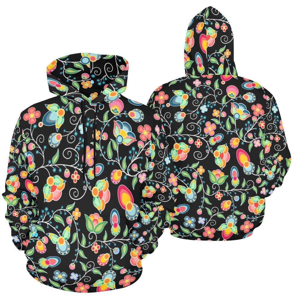 Floral Bounty Black Hoodie for Women