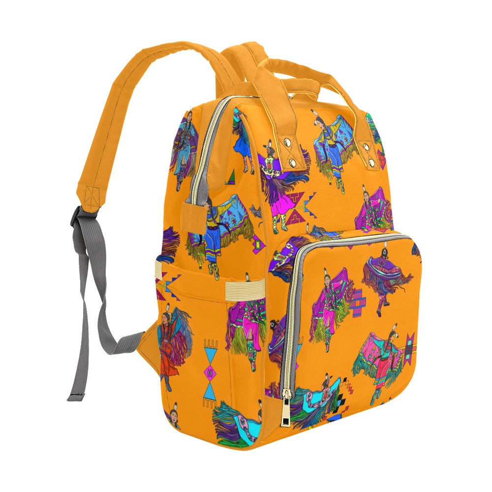 Women's Fancy Dancers Orange Multi-Function Diaper Backpack