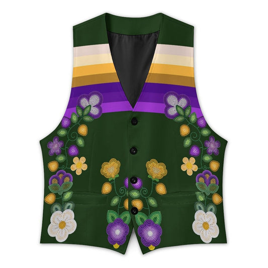 Midnight Moss Bloom Men's Sleeveless Suit Vest