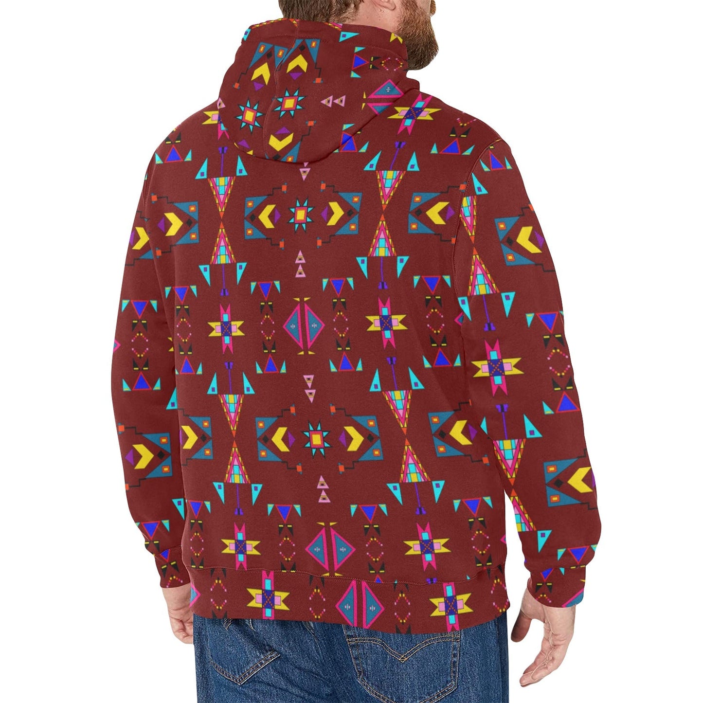 Enemy Territory Dark Maroon Men's Long Sleeve Fleece Hoodie