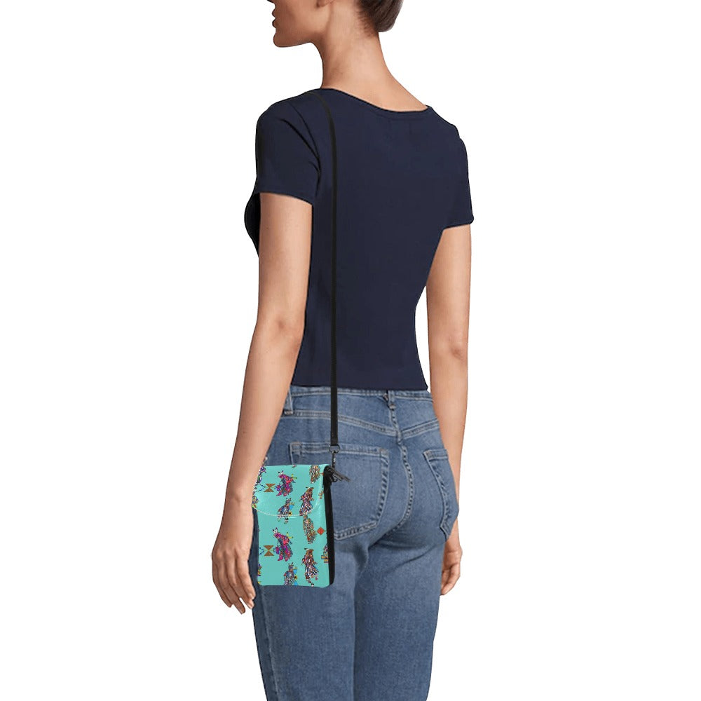 Men's Grass Dancers Eggshell Blue Small Cell Phone Purse