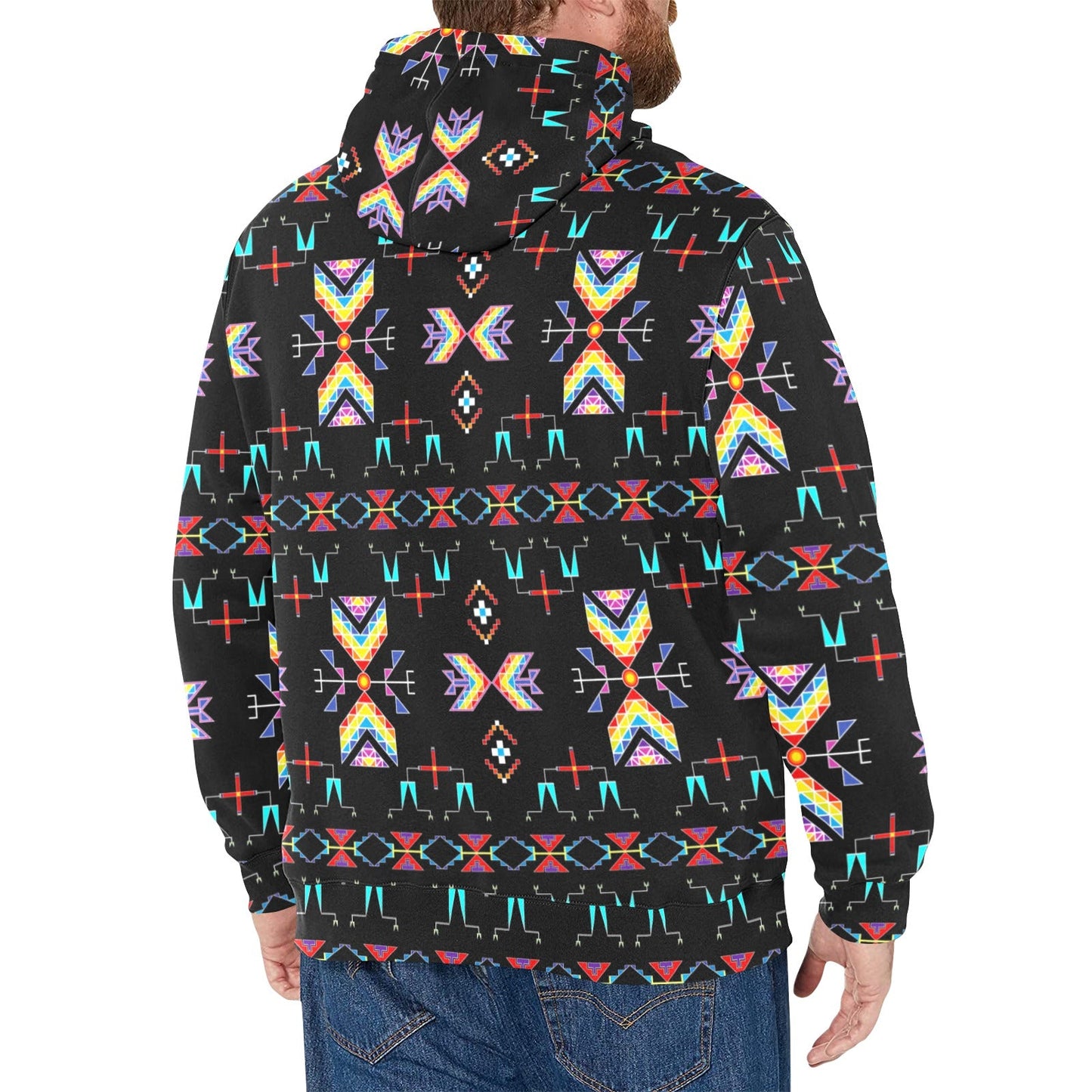 Rainy Chief Rainbow Black Men's Long Sleeve Fleece Hoodie