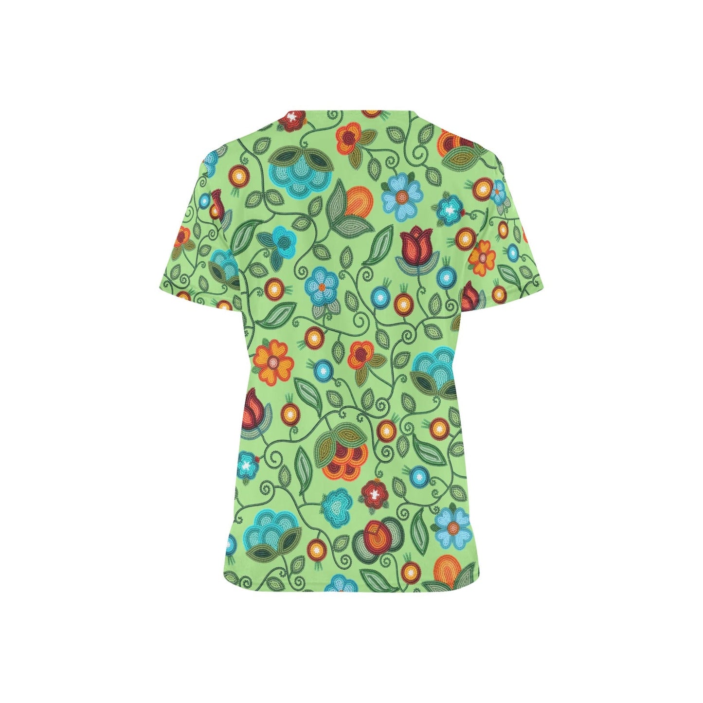 Prairie Fire Petals Sage Scrub Top