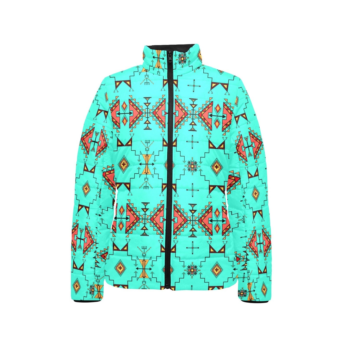Thunder Flight Turquoise Women's Stand Collar Padded Jacket