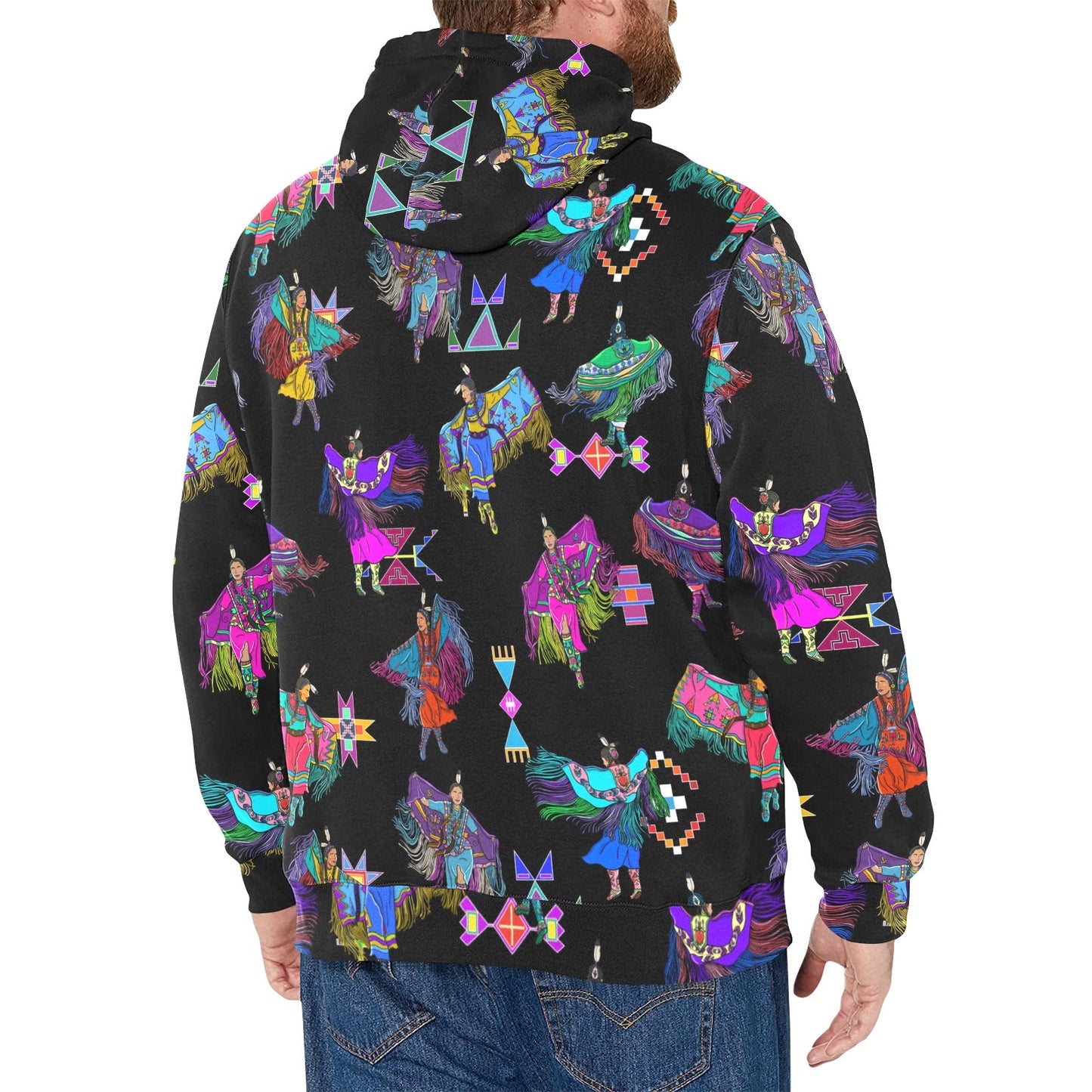 Women's Fancy Dancers Black Men's Long Sleeve Fleece Hoodie