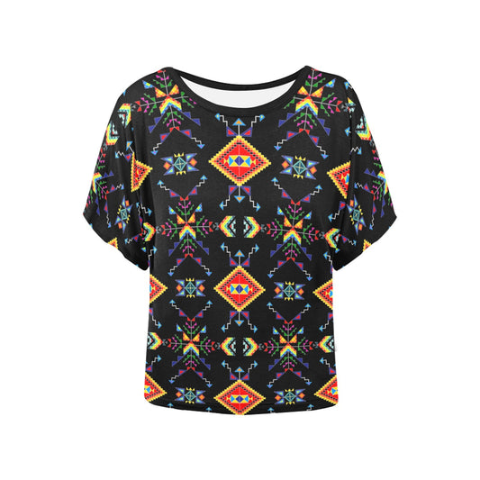 Buffalo Jump Black Women's Batwing-Sleeved Blouse T shirt