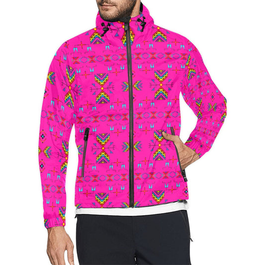 Rainy Chief Rainbow Hot Pink Men's Windbreaker