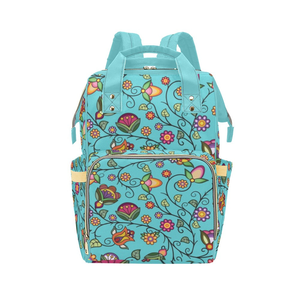 Heartbeat Petals Turquoise Multi-Function Diaper Backpack