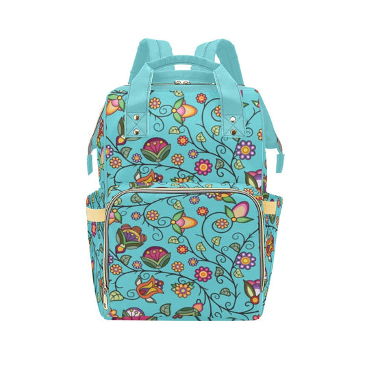 Heartbeat Petals Turquoise Multi-Function Diaper Backpack