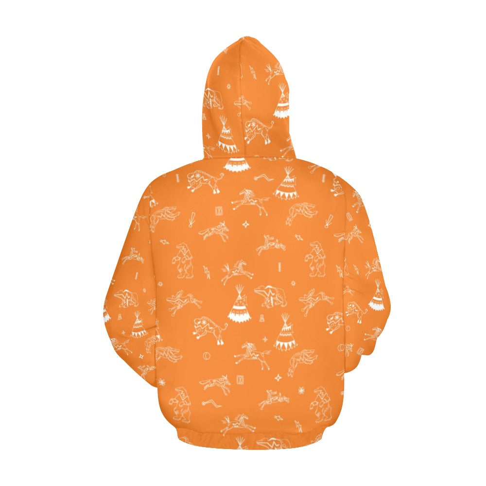 Ledger Dabbles Orange Hoodie for Women