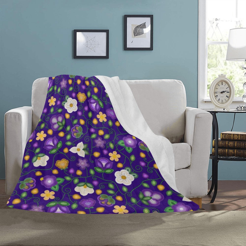 Midnight Moss Bloom Aubergine Large Micro Fleece Blanket