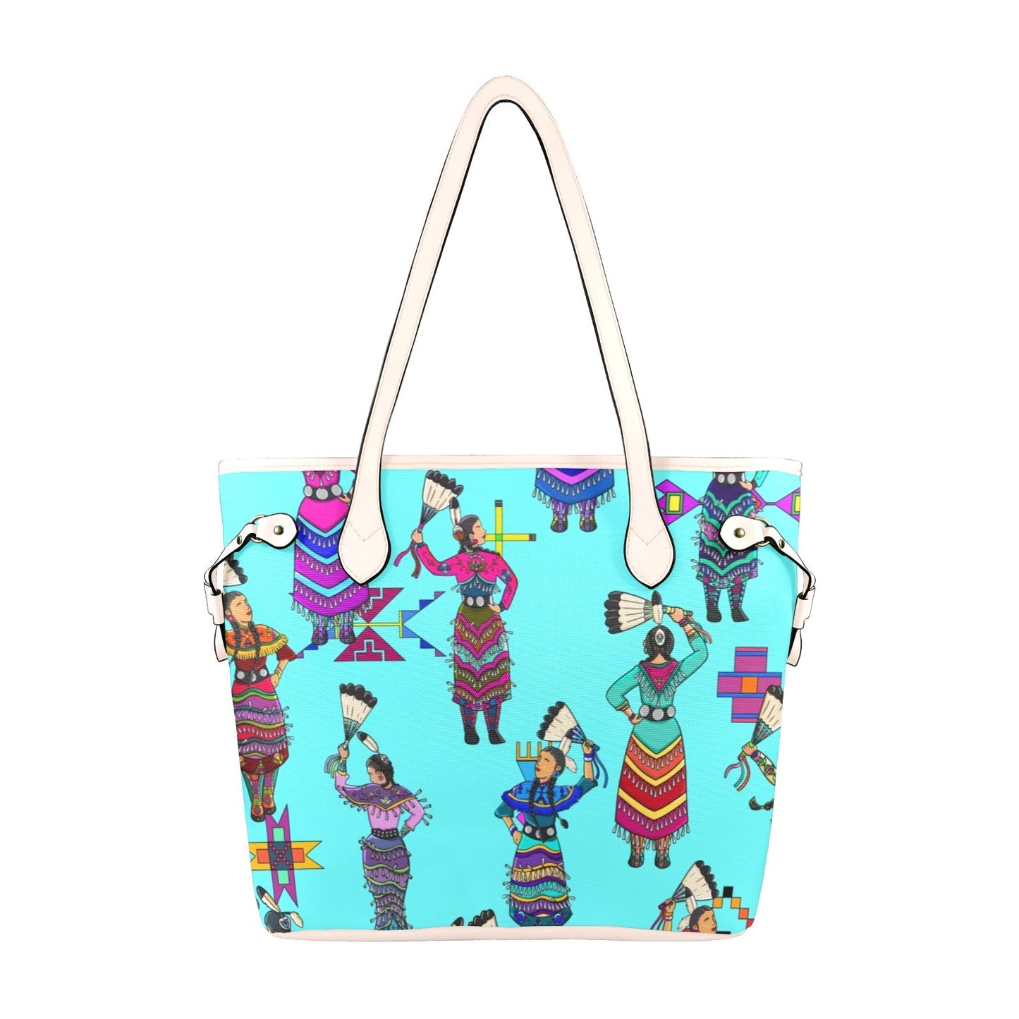 Women's Jingle Dancers Turquoise Clover Canvas Tote Bag
