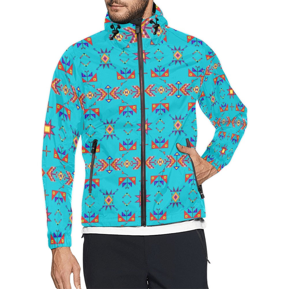 Scattered Generations Turquoise Men's Windbreaker