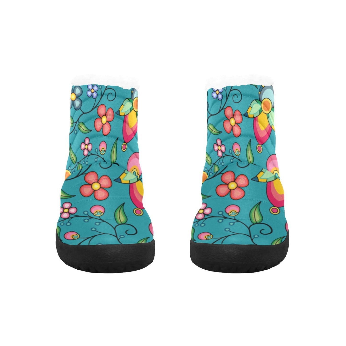 Floral Bounty Teal Women's Padded Winter Boot