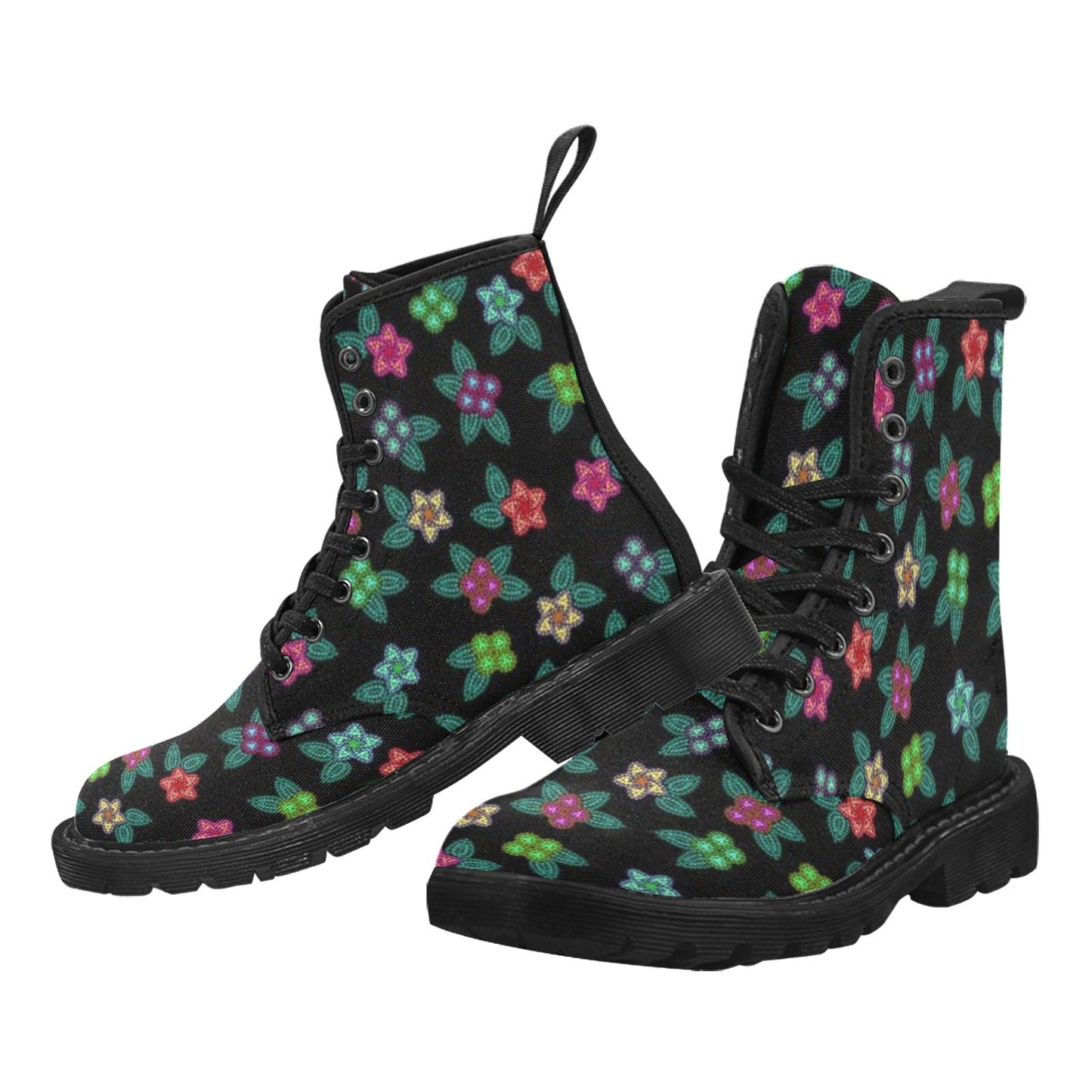 Berry Flowers Black Boots