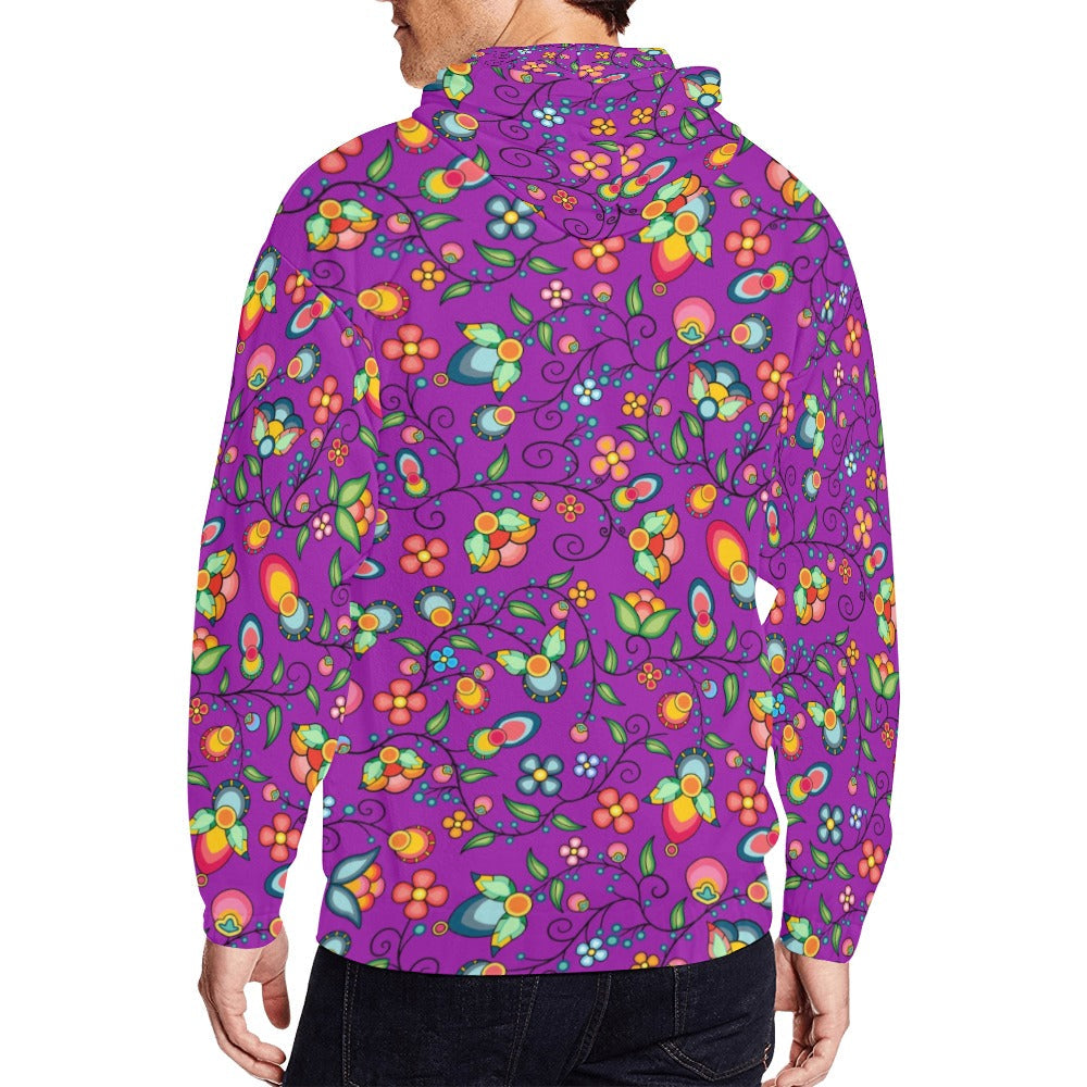 Floral Bounty Purple Men's Zipper Hoodie