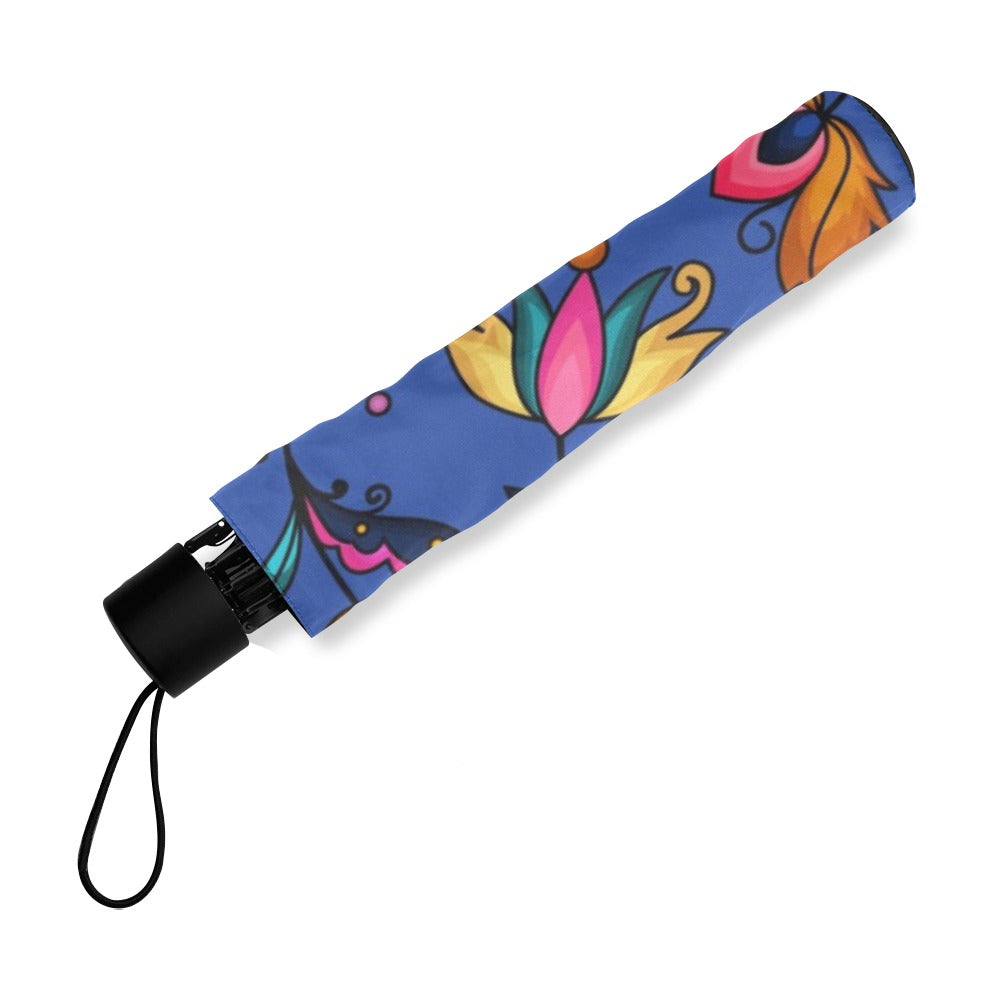 Copper Prairie Petals Blue Foldable Umbrella