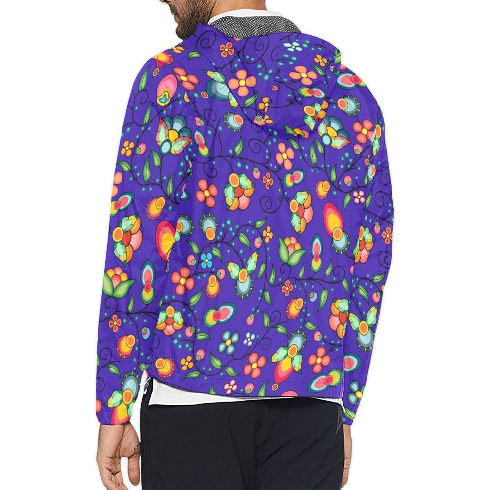 Floral Bounty Blue Men's Windbreaker