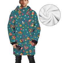 Load image into Gallery viewer, Thorny Path Teal Unisex Sherpa Lined Hooded Coat
