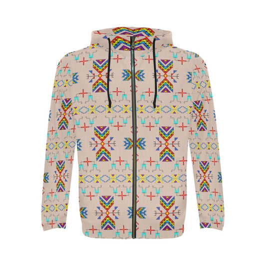 Rainy Chief Rainbow Taupe Zip Hoodie