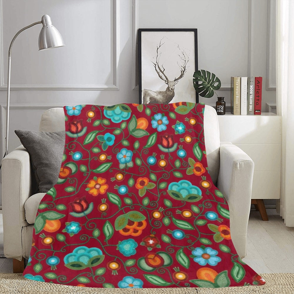 Prairie Fire Petals Red X-Large Micro Fleece Blanket