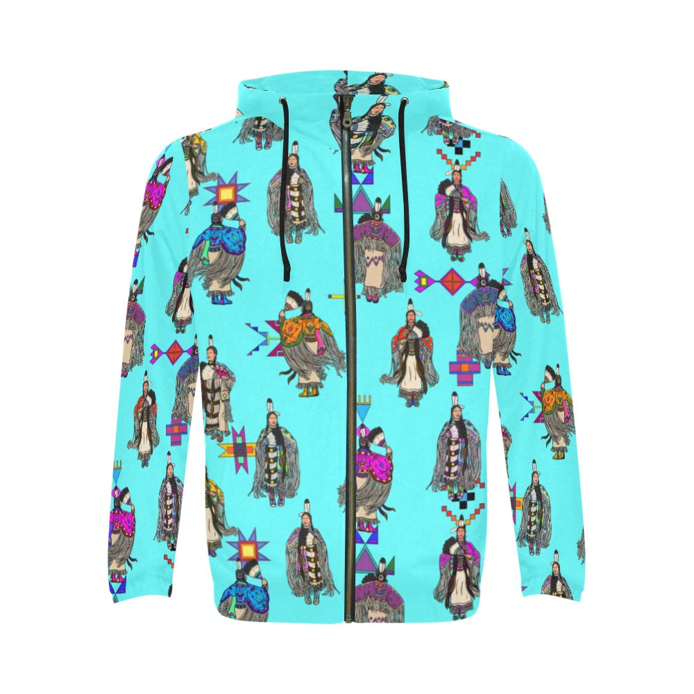 Women's Tradish Dancers Turquoise Men's Zipper Hoodie