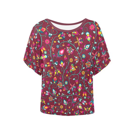 Thorny Path Cranberry Women's Batwing-Sleeved Blouse T shirt