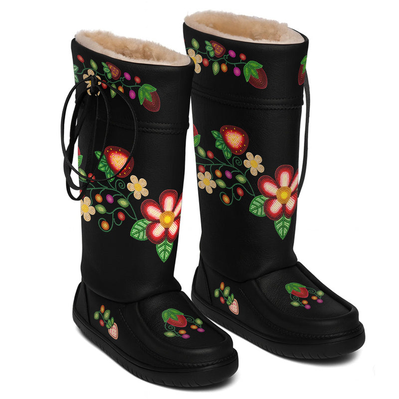 Berry Garden Black Real Leather MoccaLux