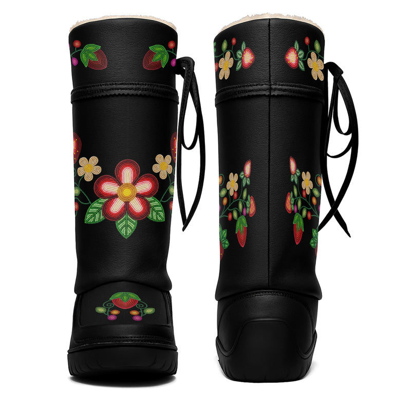Berry Garden Black Real Leather MoccaLux