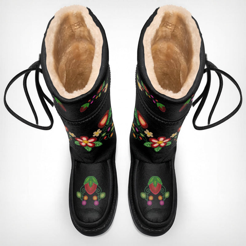 Berry Garden Black Real Leather MoccaLux