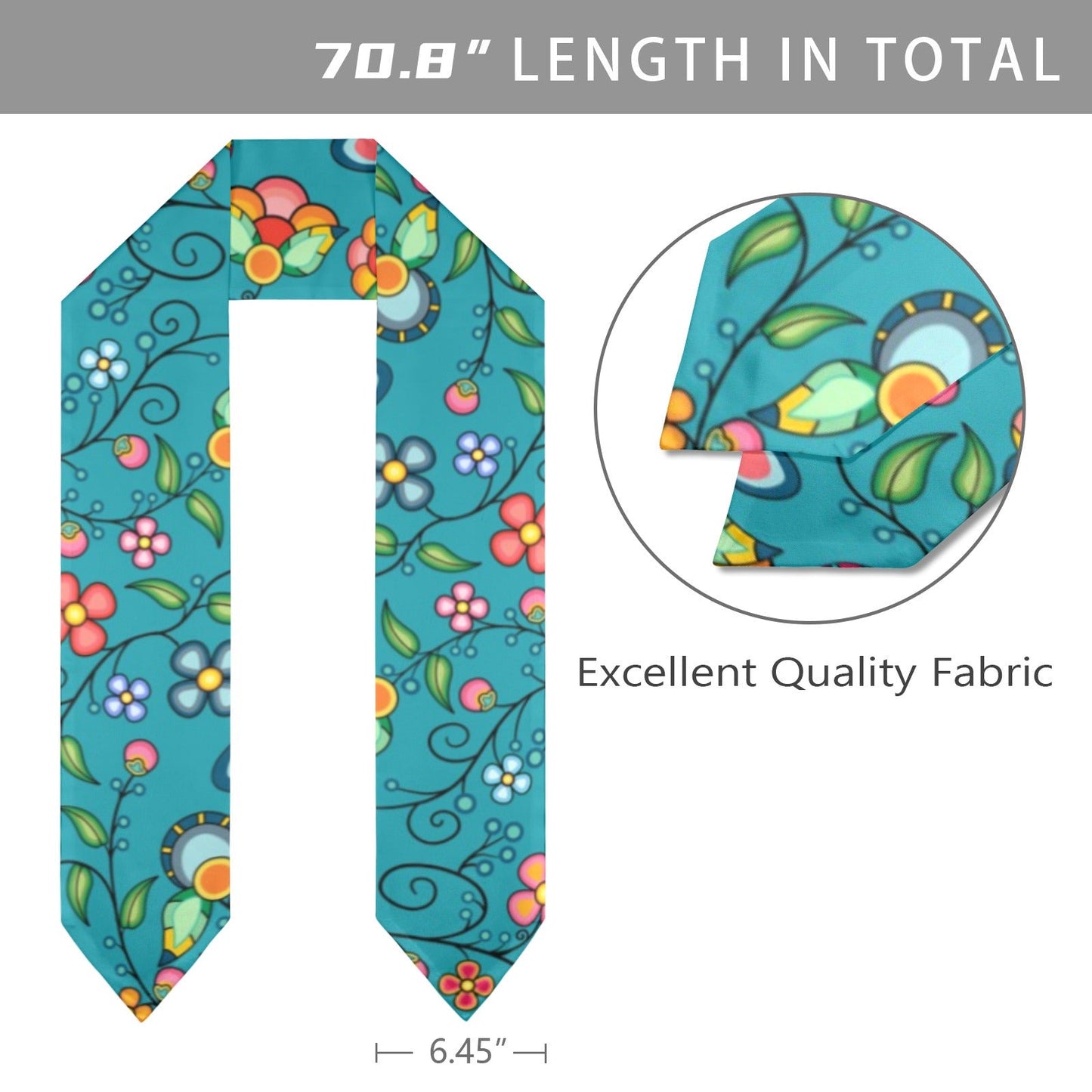 Floral Bounty Teal Graduation Stole