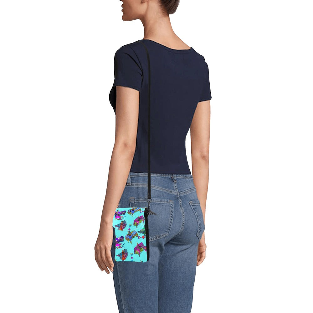 Women's Fancy Dancers Turquoise Small Cell Phone Purse