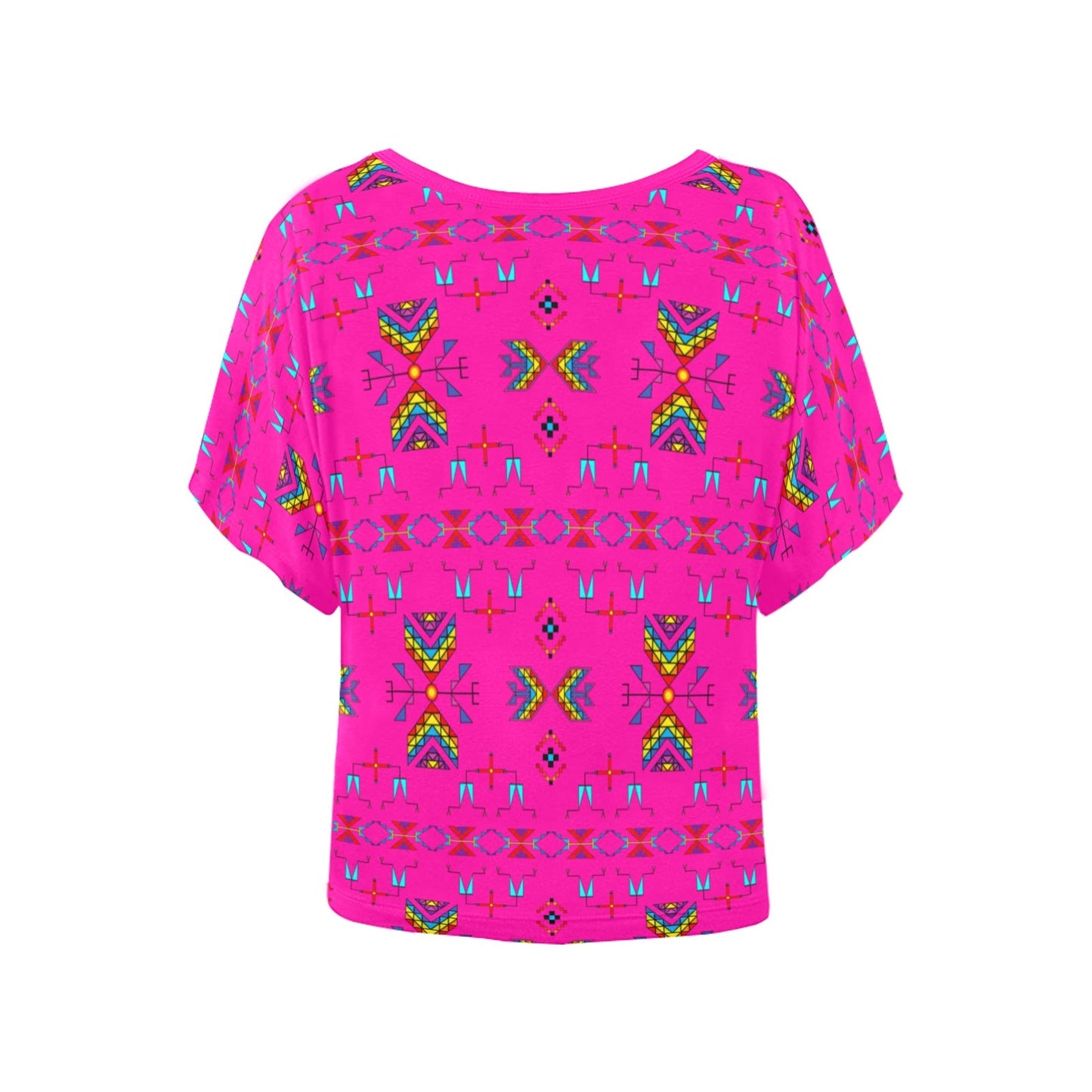Rainy Chief Rainbow Hot Pink Women's Batwing-Sleeved Blouse T shirt