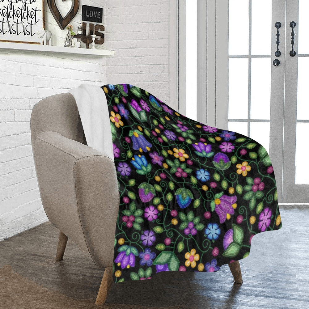Bloom Uplift Black Small Micro Fleece Blanket